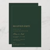 Script Gold & Green Reception Invitation Kaart (Voorkant / Achterkant)