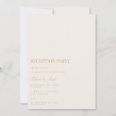Script Gold & Ivoor Receptie Invitation Kaart (Voorkant)