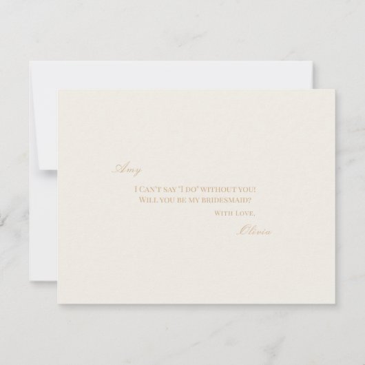 Script Gold & Ivory bruidsmeisje voorstel Kaart (Achterkant)