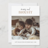 Script Gold Merry & Bright Christmas Kinder foto Feestdagenkaart (Voorkant)