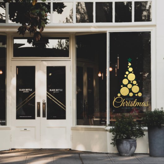 Script Gold Moderne Kerstboom Zakelijke vakantie Raamsticker
