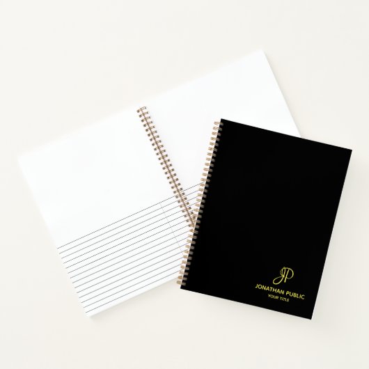Script Gold Monogram Initiaal Professional Busines Notitieboek (Binnen)