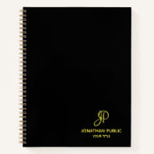 Script Gold Monogram Initiaal Professional Busines Notitieboek (Voorkant)