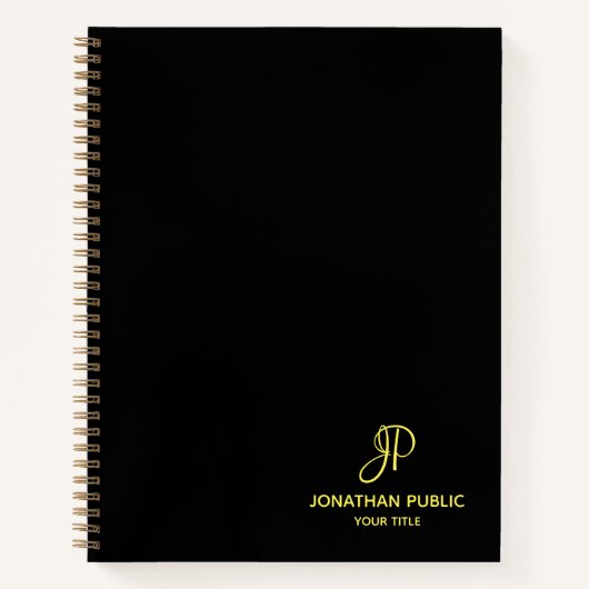 Script Gold Monogram Initiaal Professional Busines Notitieboek (Voorkant)