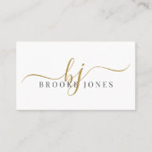 Script Gold Monogram Initialen Naam Oproepkaart Visitekaartje (Voorkant)