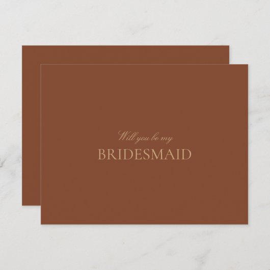 Script Gold Terracotta Bruidsmeisje voorstel Kaart (Voorkant / Achterkant)