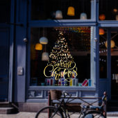 Script Gold Vrolijke Kerstboom Zakelijke vakantie Raamsticker