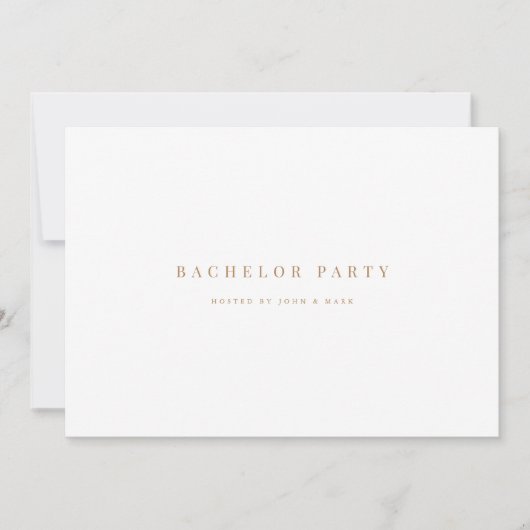 Script Gold & White Bachelor Party Invitation Kaar Kaart (Voorkant)