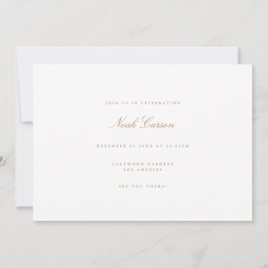 Script Gold & White Bachelor Party Invitation Kaar Kaart (Achterkant)