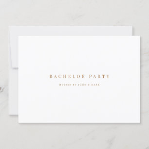 Script Gold & White Bachelor Party Invitation Kaar Kaart