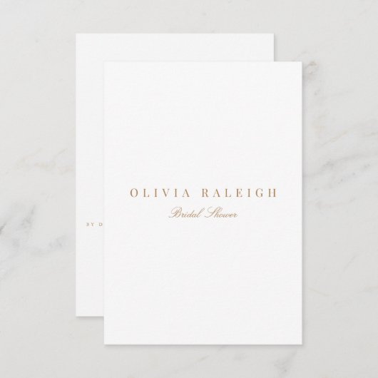 Script Gold & White Bridal Shower Uitnodiging (Voorkant / Achterkant)