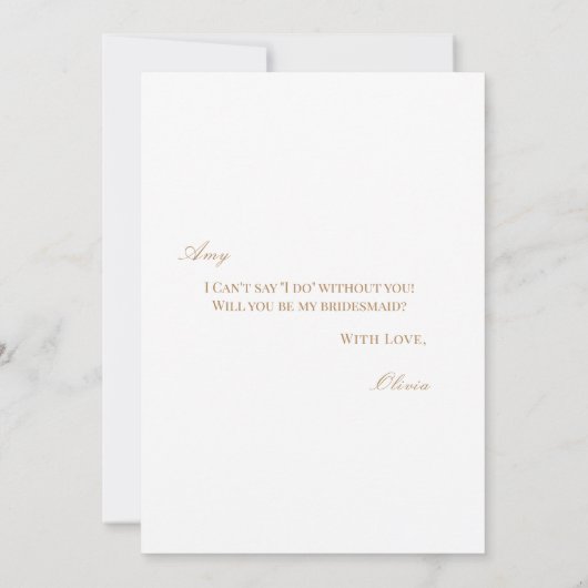 Script Gold & White Bridesmaid Proposal Kaart (Achterkant)