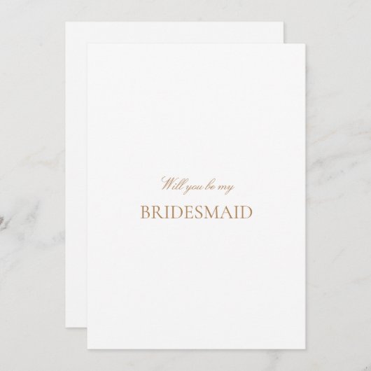 Script Gold & White Bridesmaid Proposal Kaart (Voorkant / Achterkant)