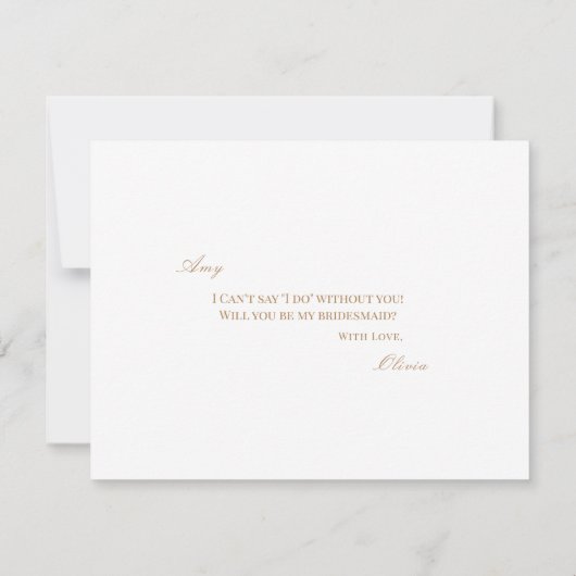 Script Gold & White Bridesmaid Proposal Kaart (Achterkant)