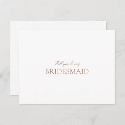 Script Gold & White Bridesmaid Proposal Kaart (Voorkant / Achterkant)