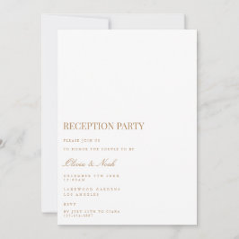 Script Gold & White Reception Invitation Kaart