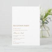 Script Gold & White Reception Invitation Kaart (Staand voorkant)