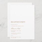 Script Gold & White Reception Invitation Kaart (Voorkant / Achterkant)