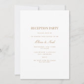 Script Gold & White Reception Invitation Kaart (Voorkant)