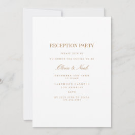 Script Gold & White Reception Invitation Kaart