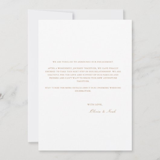 Script Gold & White Verloving Announcement Kaart (Achterkant)