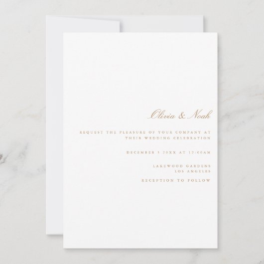 Script Gold & White Wedding Invitation Kaart (Voorkant)