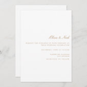 Script Gold & White Wedding Invitation Kaart (Voorkant / Achterkant)