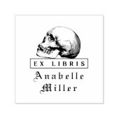 Script Gothic Skull Elegant Ex Libris Boek Zelfinktende Stempel (Design)