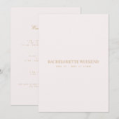 Script Goud & Blush Roze Bachelorette Weekend Kaar Kaart (Voorkant / Achterkant)