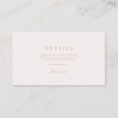 Script Goud & Blush Roze Bruiloft Details Informatiekaartje (Voorkant)