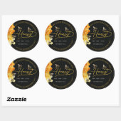 Script Goud en Zwarte ronde honingraat etiketjes Sticker (Vel)
