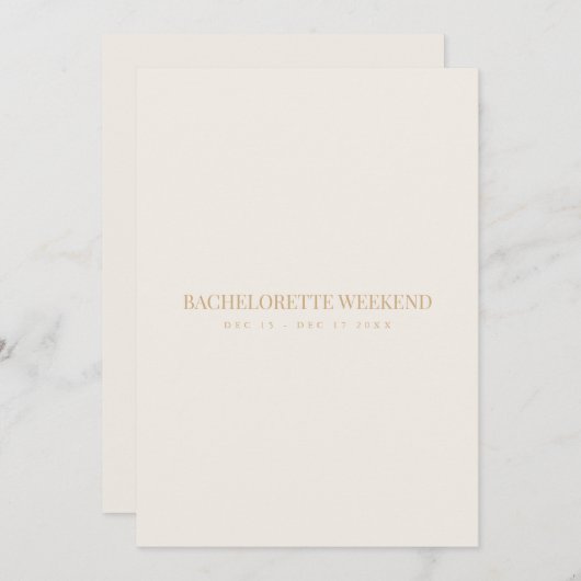 Script Goud & Ivoor Bachelorette Weekend Kaart (Voorkant / Achterkant)