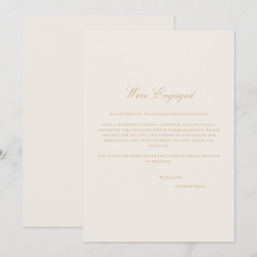 Script Goud & Ivoorkleurige Trouwkaart Aankondiging (Voorkant / Achterkant)