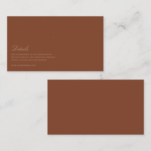 Script Goud & Terracotta Bruiloft Details Informatiekaartje (Voorkant / Achterkant)
