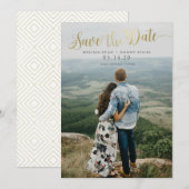 Script Gouden Foto Save the Date Kaarten (Voorkant / Achterkant)