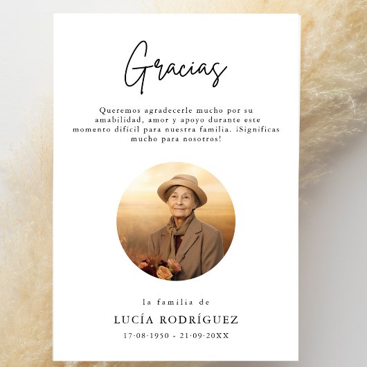 Script Gracias Spaanse Begrafenis Foto Bedankt Kaart
