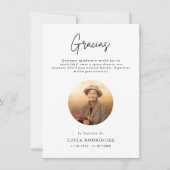 Script Gracias Spaanse Rouwfoto Bedankt Kaart (Voorkant)