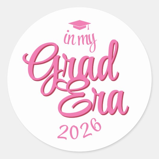 Script Grad Era Aangepast Jaar Afstuderen Ronde Sticker (Voorkant)