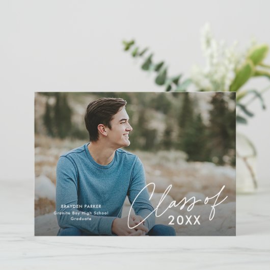 Script Graduating Class Photo Afstuderen Kaart (Staand voorkant)