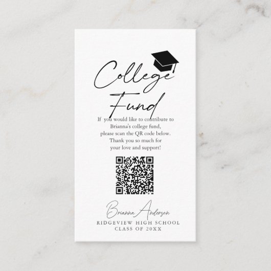 Script Graduation Cap College Fund Informatiekaartje (Voorkant)