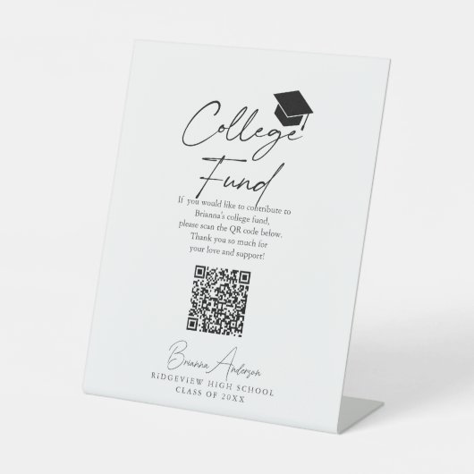 Script Graduation Cap College Fund Reclamebord Met Voetstuk (Voorkant)