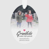 Script Grandkids make life grand Modern 2 Photo Ornament (achterkant)