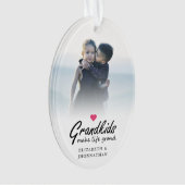Script Grandkids make life grand Modern 2 Photo Ornament (voorkant)