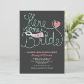 Script Gray Mint Vrijgezellenfeest Lettert Kaart (Staand voorkant)