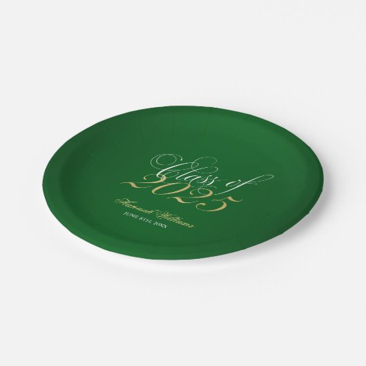 Script Green Faux Gold 2025 Afstudeerfeest Papieren Bordje (Gekanteld)