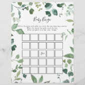 Script Green Foliage Baby Bingo Shower Game (Voorkant)