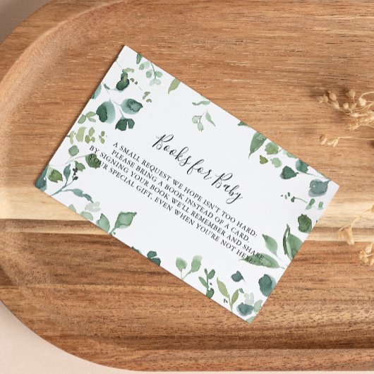 Script Green Foliage Baby shower Boekaanvraag Informatiekaartje
