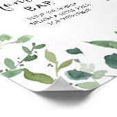 Script Green Foliage Baby shower Momosa Bar Sign. Poster (Hoek)