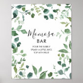 Script Green Foliage Baby shower Momosa Bar Sign. Poster (Voorkant)
