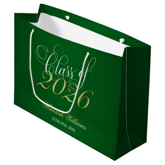 Script Green Gold Klasse van 2024 Afstuderen Groot Cadeauzakje (Voorkant Gekanteld)